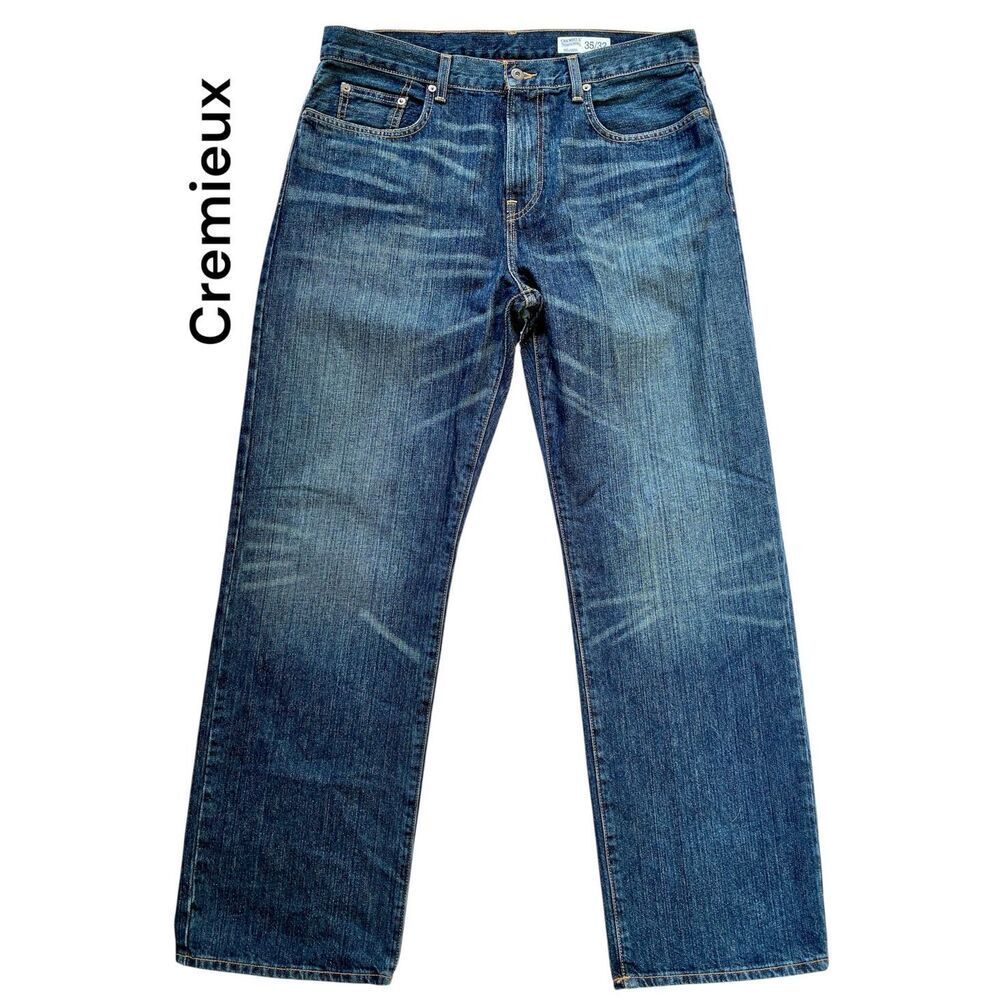 Cremieux Premium Denim SZ 35/32 Relaxed Fit Dark Denim Blue Jeans